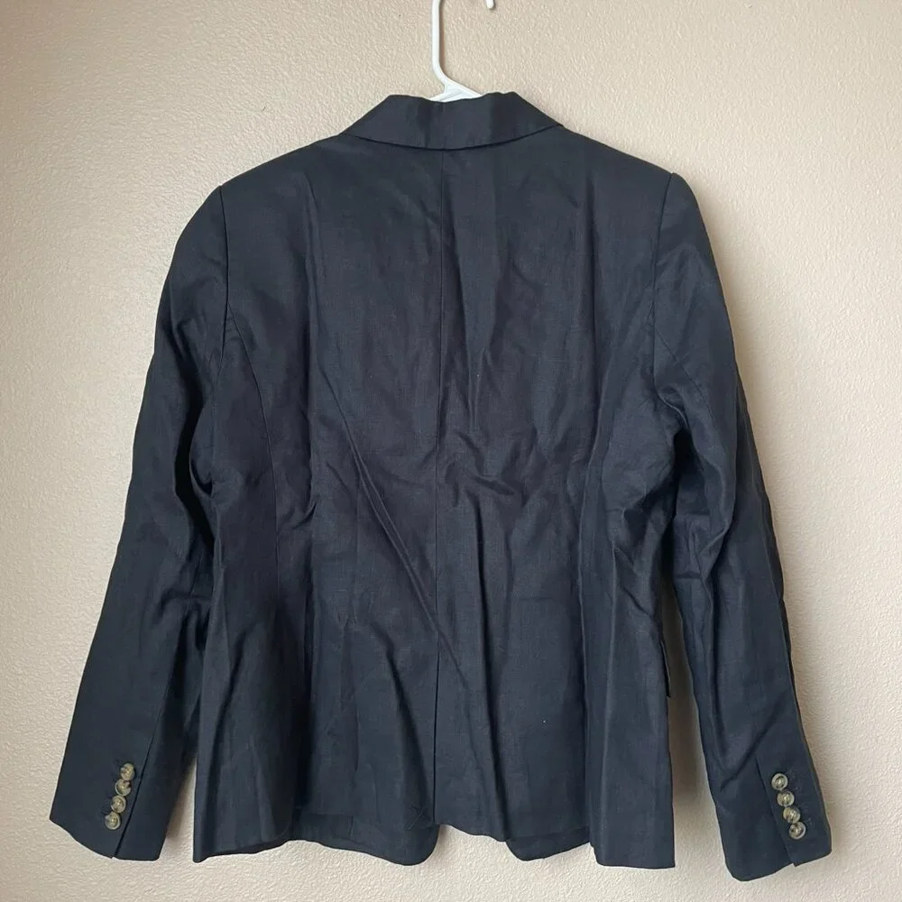 NWT Quince Black Structured Linen Blazer Size M - Picture 3 of 4